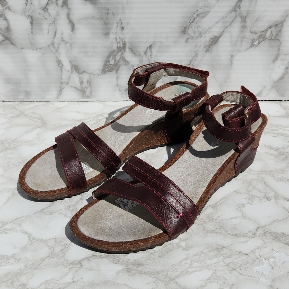 Merrell REVALLI AURA Deep Purple Strappy Wedge Leather Sandal (8)